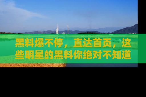 黑料爆不停，直达首页，这些明星的黑料你绝对不知道！